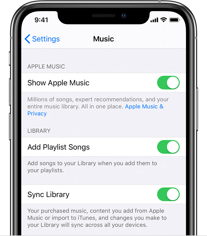 Turn On Sync Library With Apple Music Apple Support