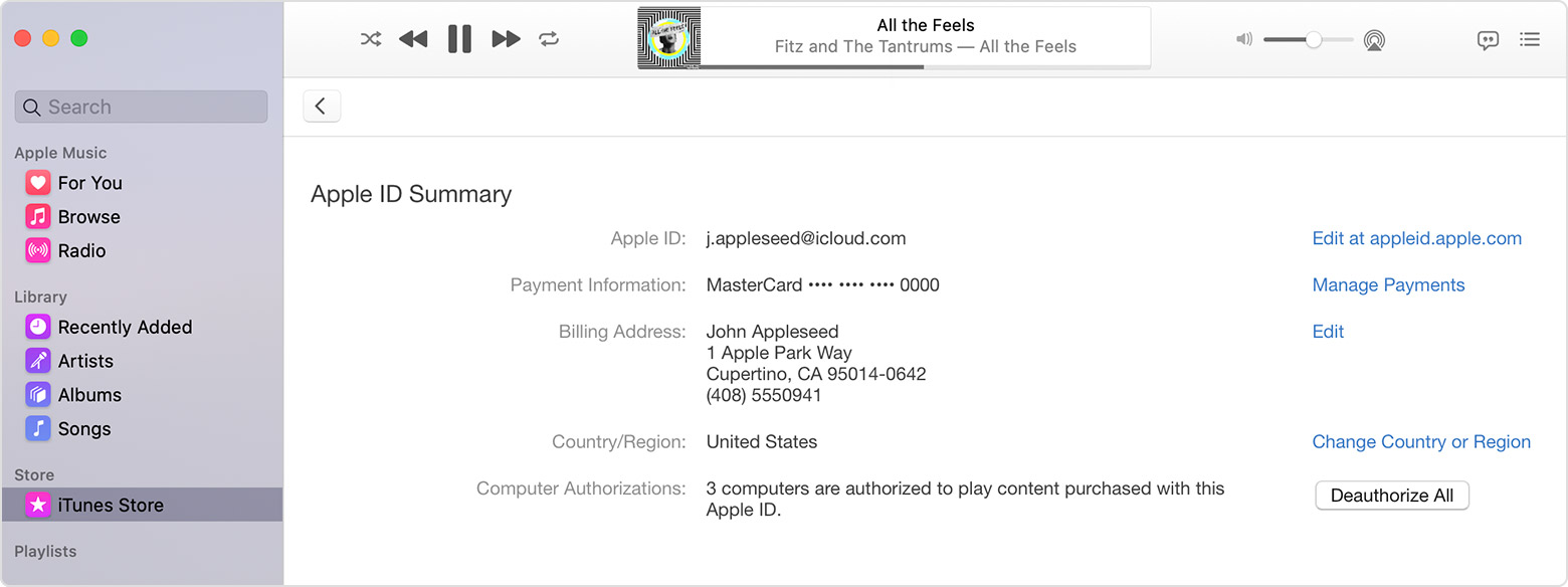 switch registration for itunes account for a mac book pro