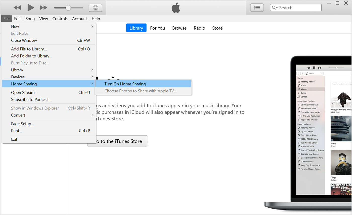 new itunes home sharing on