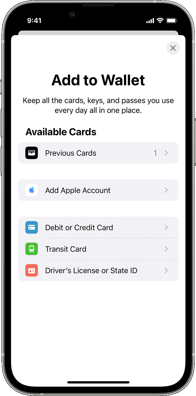 Add a payment card to the Wallet app on iPhone