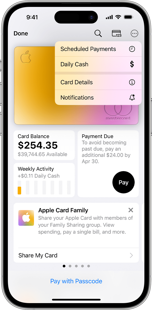Set up scheduled payments for Apple Card in the Wallet app