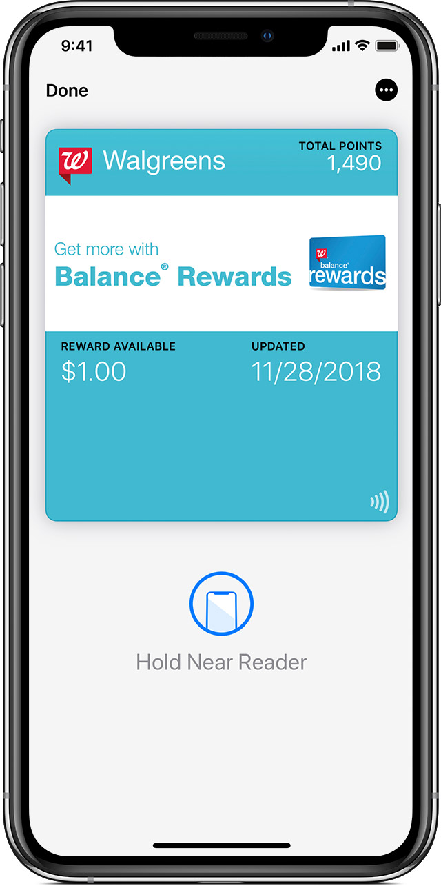 Wallet app rewards card view
