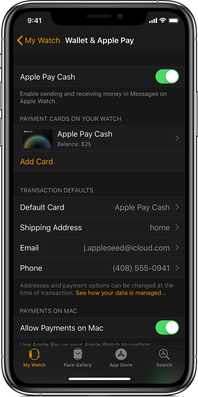 Add a card to Wallet & Apple Pay to Apple Watch