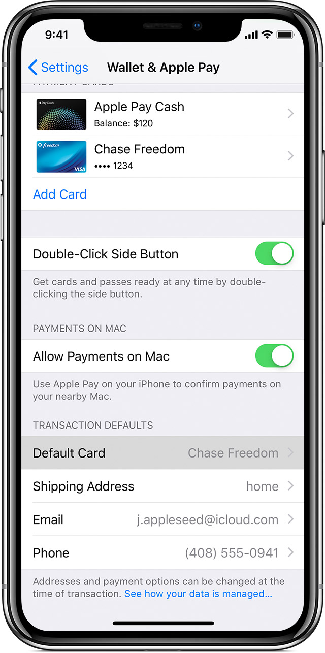 Manage the cards that you use with Apple Pay - Apple Support