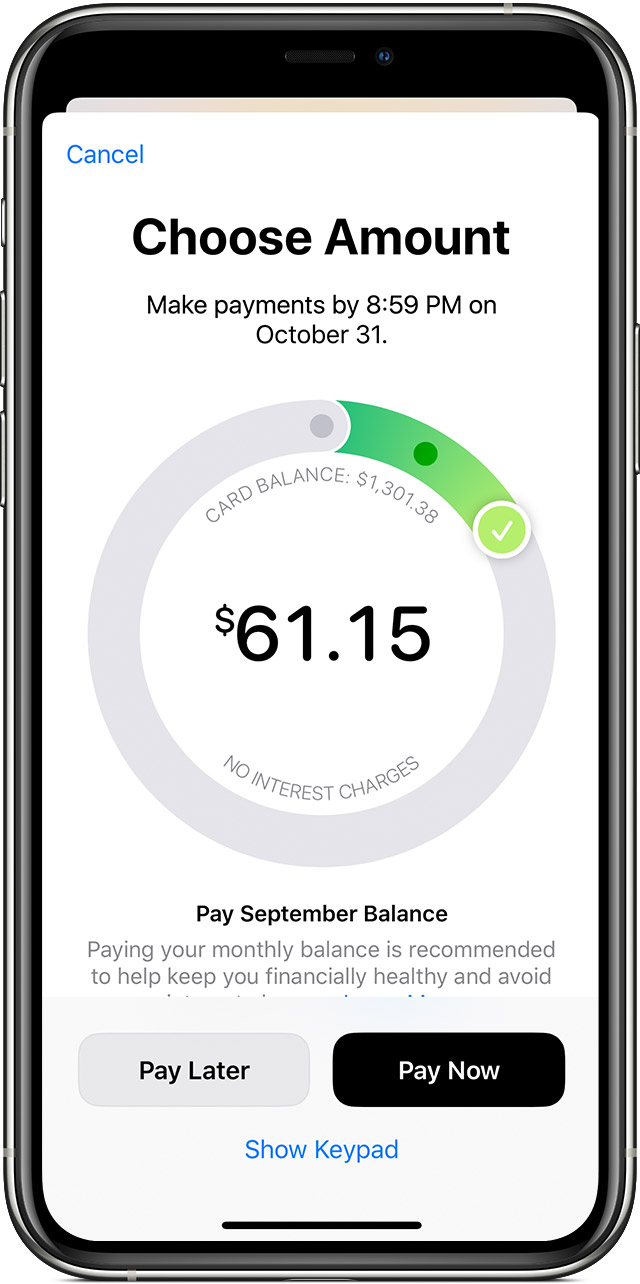 Pay off your monthly Apple Card balance in the Wallet app