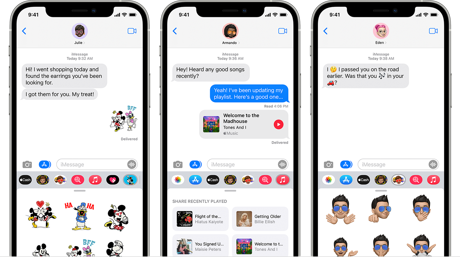 iPhone showing iMessage apps in a messages conversation