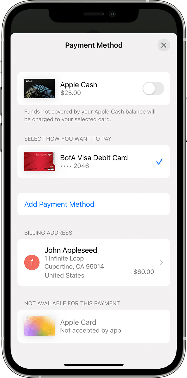 How to choose your payment method to use with Apple Pay