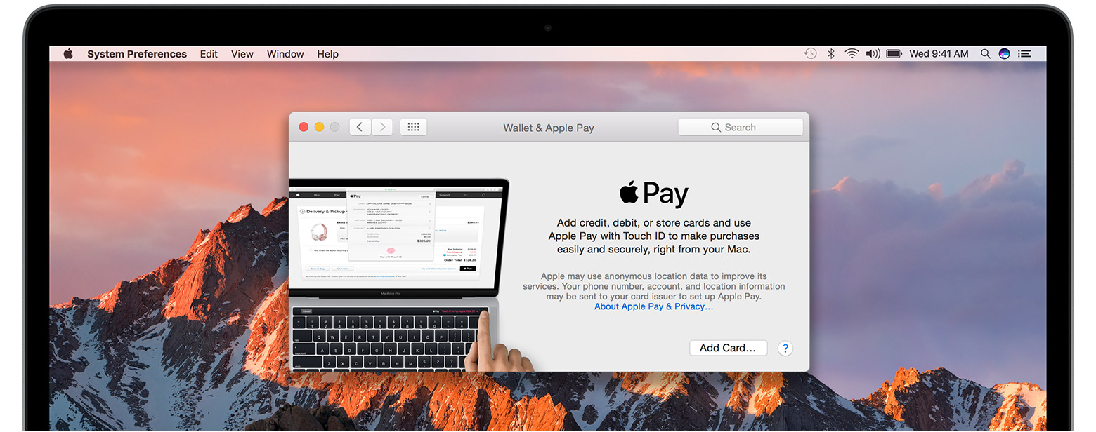 On Your Macbook Pro With Touch Id Go To System Preferences Wallet Apple Pay