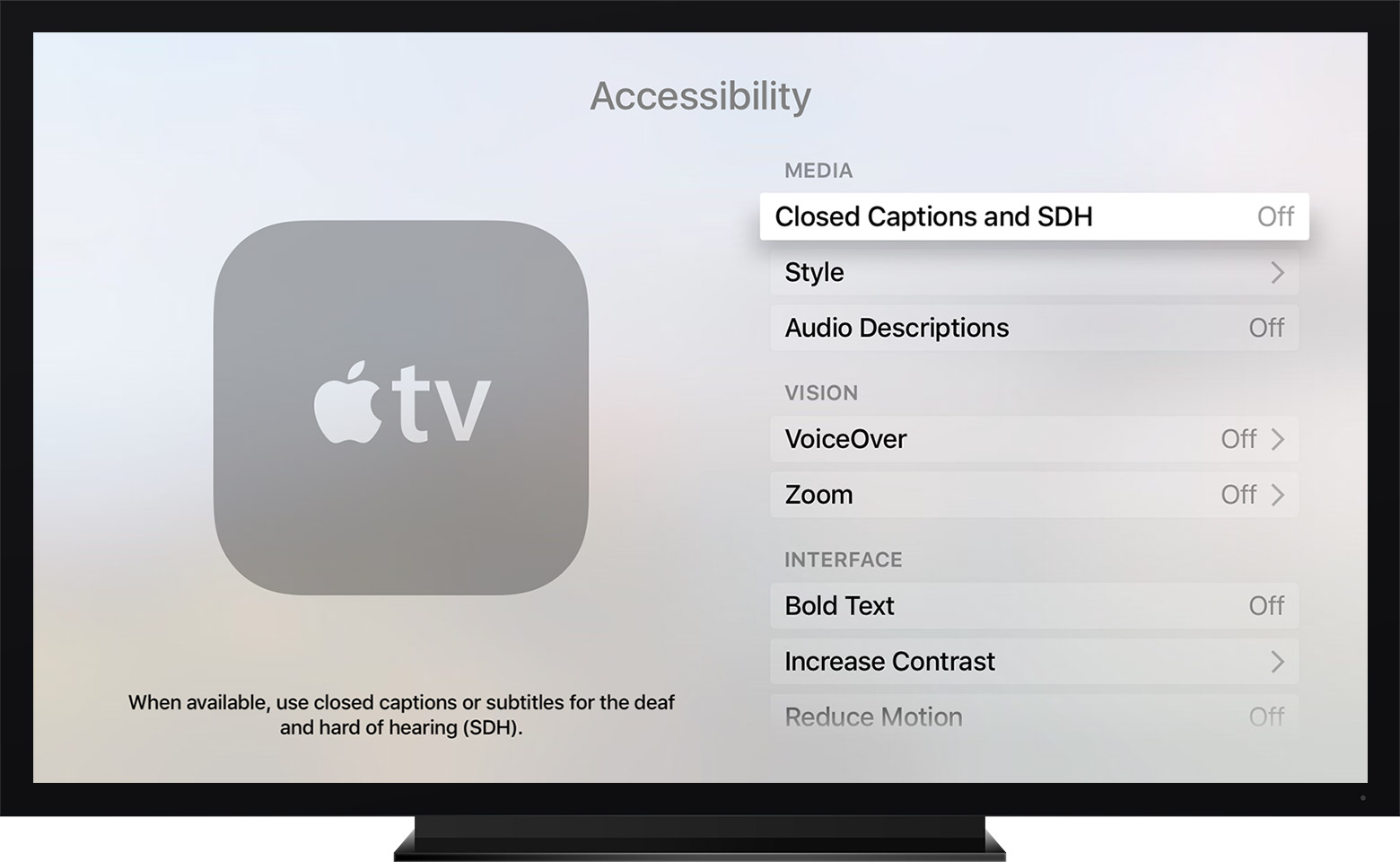 Closed Captions Apple Tv