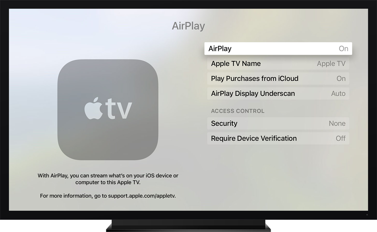 Apple Tv 4gen Settings Airplay On 