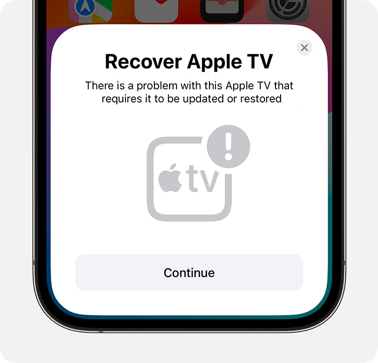 If your TV shows an iPhone next to an Apple TV - Apple Support