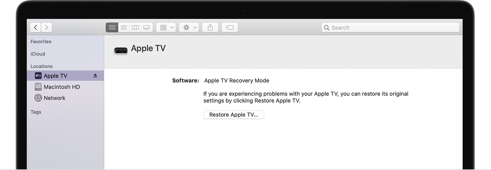 Apple TV show connect to iTunes with USB Cable