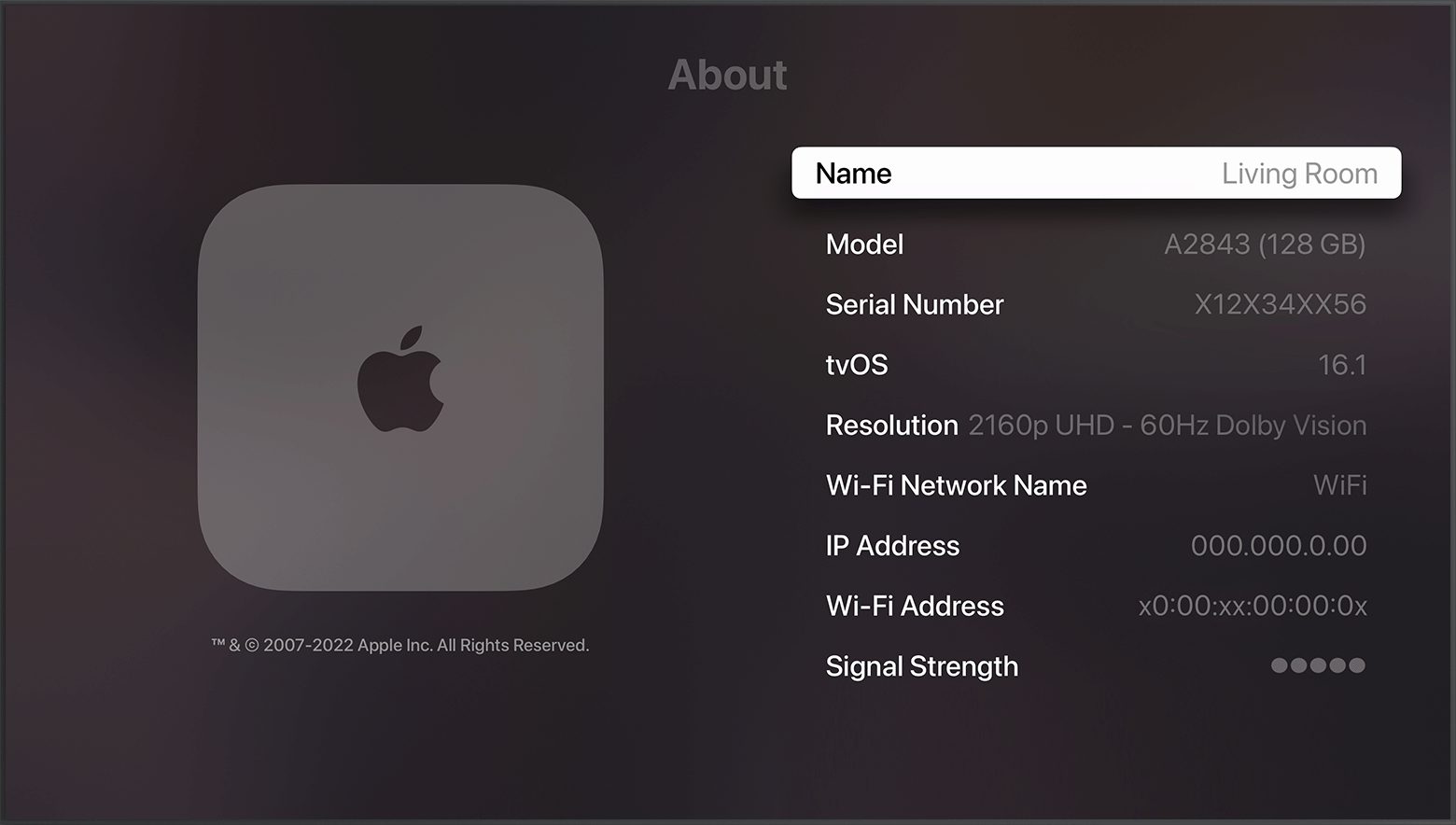 Isse Macadam tømmerflåde Find the serial number for your Apple TV - Apple Support