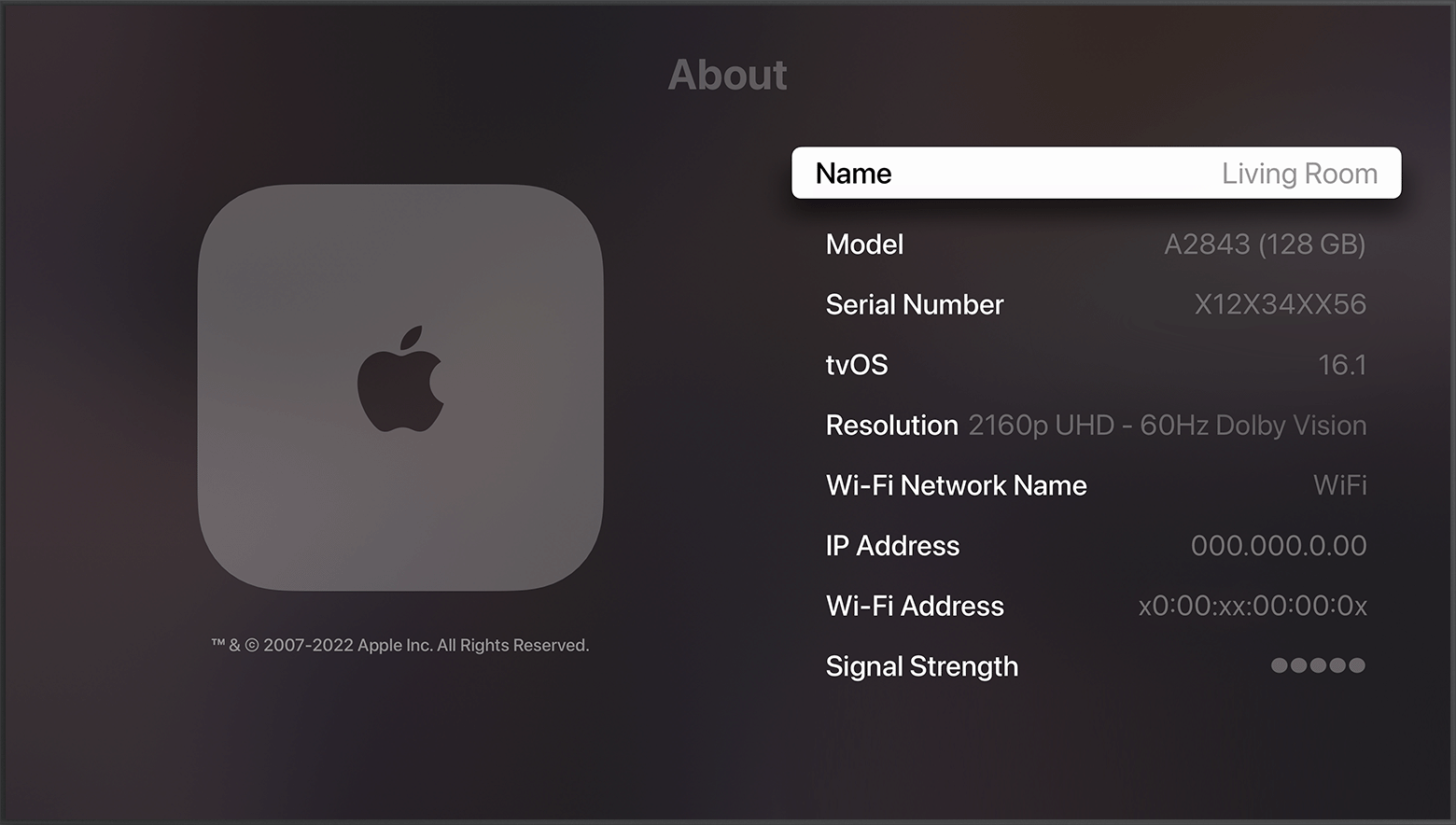 gennemsnit konsulent Borgmester Find the serial number for your Apple TV - Apple Support