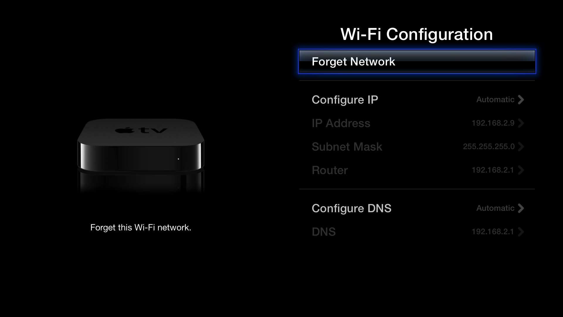 apple tv finding wireless network mac address