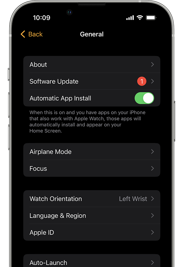 iPhone montrant une mise à jour logicielle de l’Apple Watch disponible