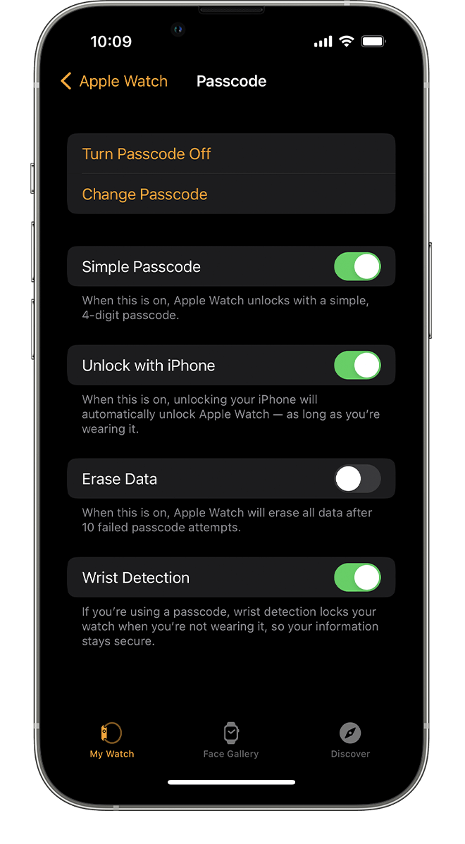 Ρυθμίσεις κωδικού στο iPhone