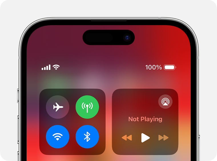 Control Center on iPhone 14