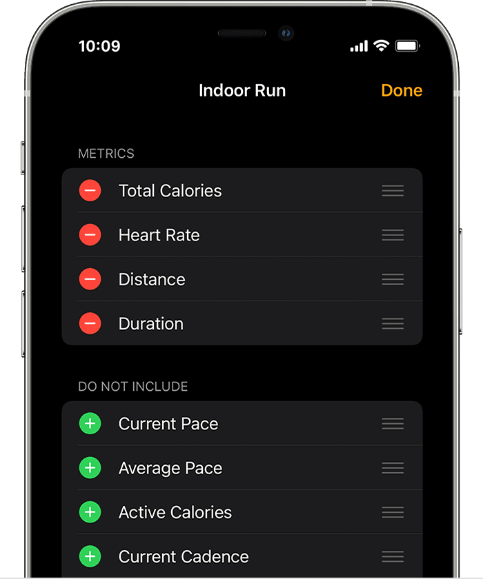 Workout View screen on iPhone.