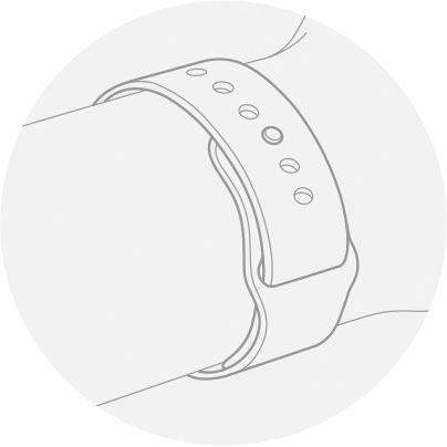 Eine Apple Watch, die korrekt am Handgelenk sitzt