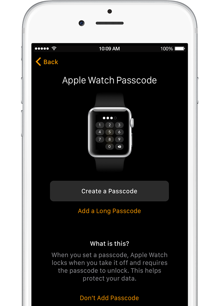 Make a passcode for Apple Watch during set up