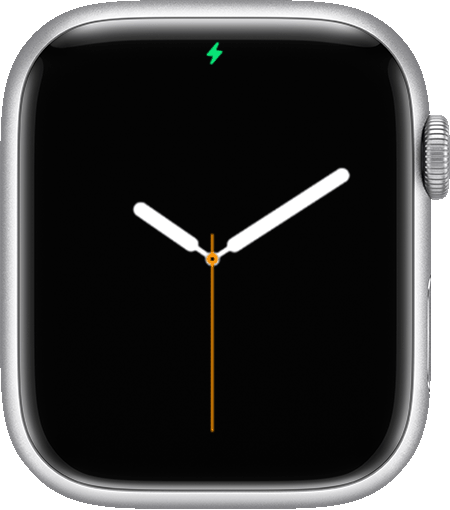 В верхней части экрана Apple Watch отображается значок зарядки