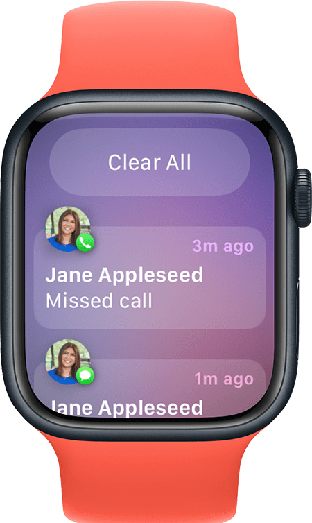 Apple Watch showing Clear All notifications button