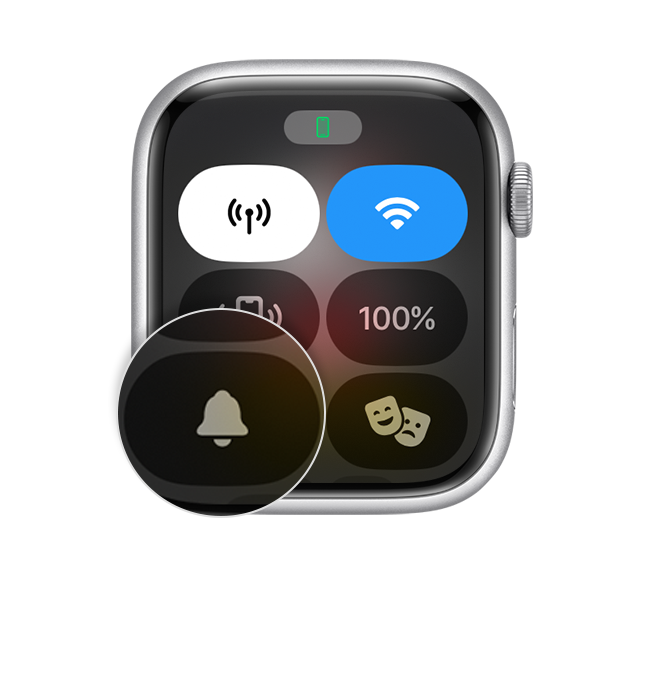 Control Center on Apple Watch showing Silent Mode.