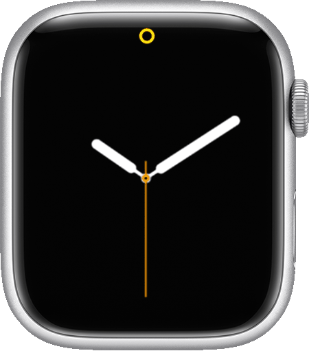 Apple Watch showing the Low Power Mode icon at the top of its screen