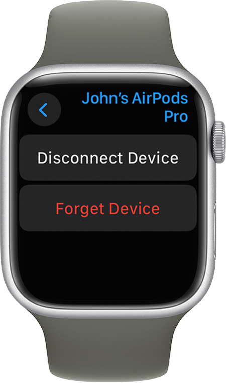 Disconnect and Forget Device options on Apple Watch
