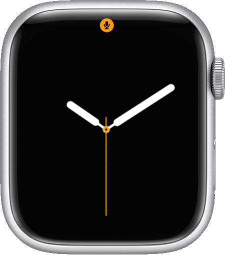 Apple Watch showing the microphone icon at the top of its screen