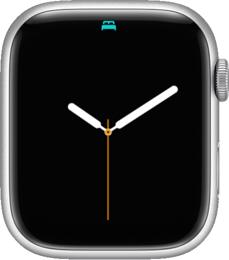 Apple Watch showing Sleep mode icon at the top of its screen