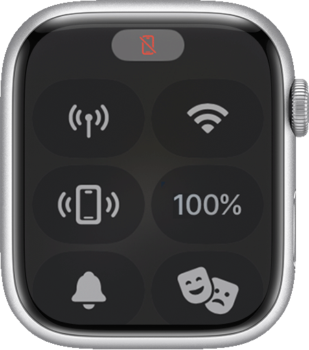 Apple Watch 正在畫面頂部顯示連接已中斷圖示