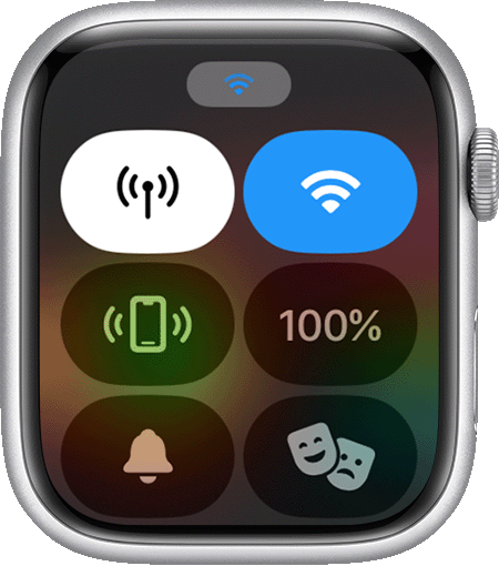 Apple Watch 正在畫面頂部顯示 Wi-Fi 圖示