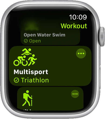 L’option d’exercice Multisport dans l’app Exercice sur l’Apple Watch.