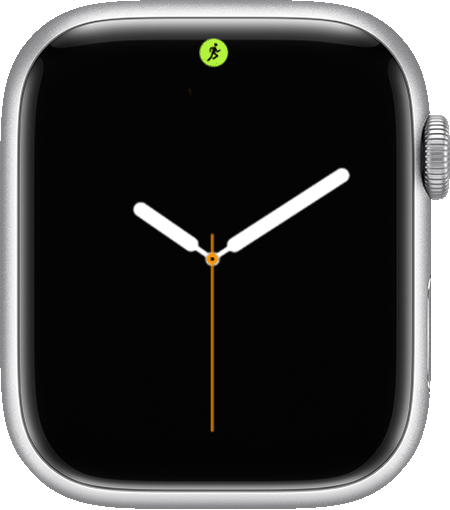 Apple Watch showing the Workout icon at the top of its screen