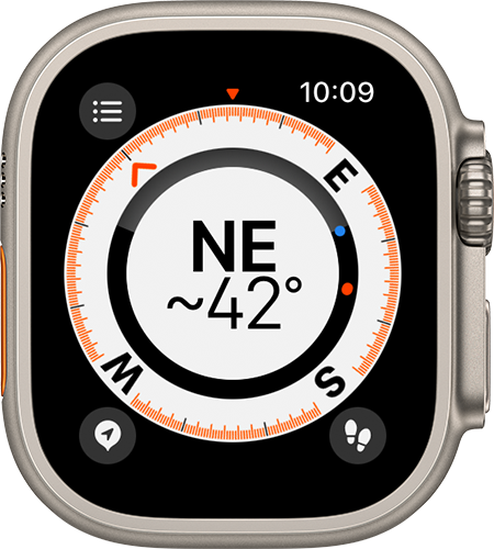 Apple Watch showing Compass app