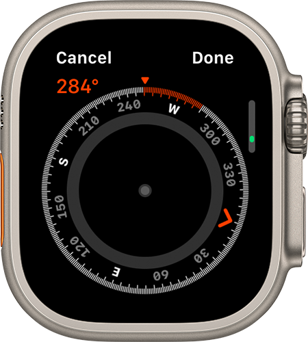 Apple Watch showing bearing adjustment