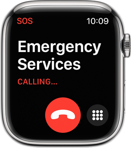 Apple Watch che mostra la schermata Chiamata di emergenza