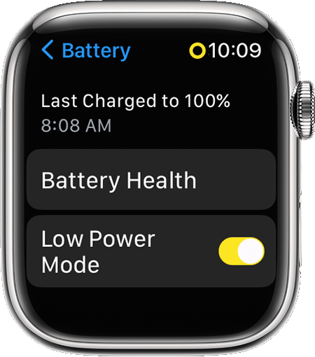 Apple Watch showing Low Power Mode in Settings