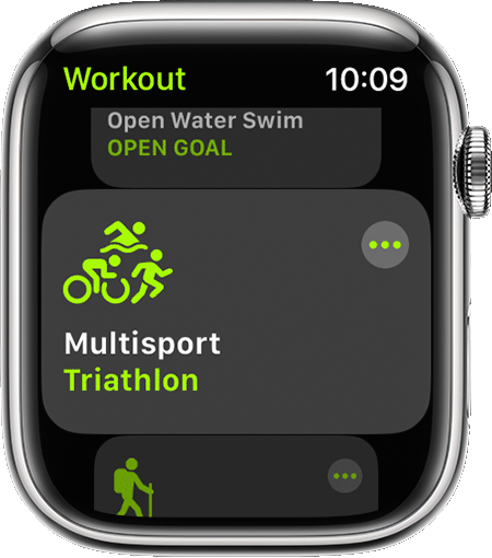 Opción de entrenamiento Multideporte en la app Entreno del Apple Watch.