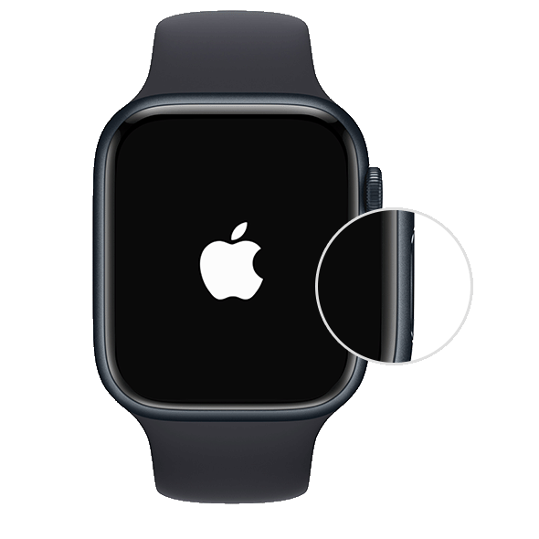 An Apple Watch with the side button enhanced.
