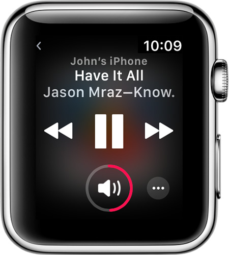 Apple Watch with Now Playing open