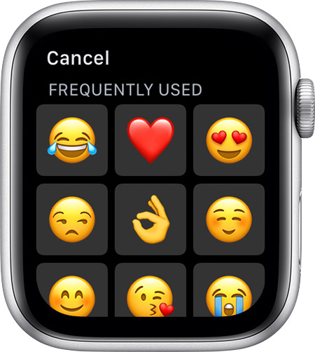 Frequently used emojis, like the heart and ok.