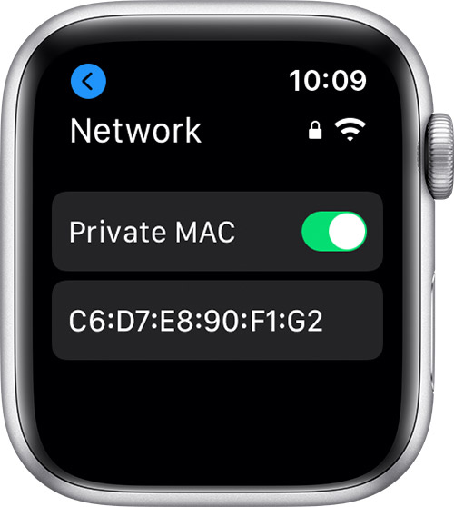 The Private MAC switch in Wi-Fi settings