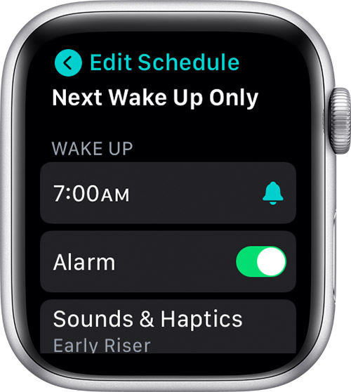 在 Apple Watch 上編輯「只限於明天起床時間」