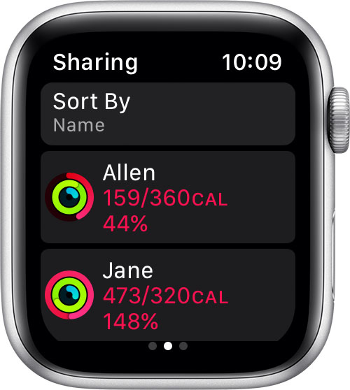 Compare activity progress on Apple Watch