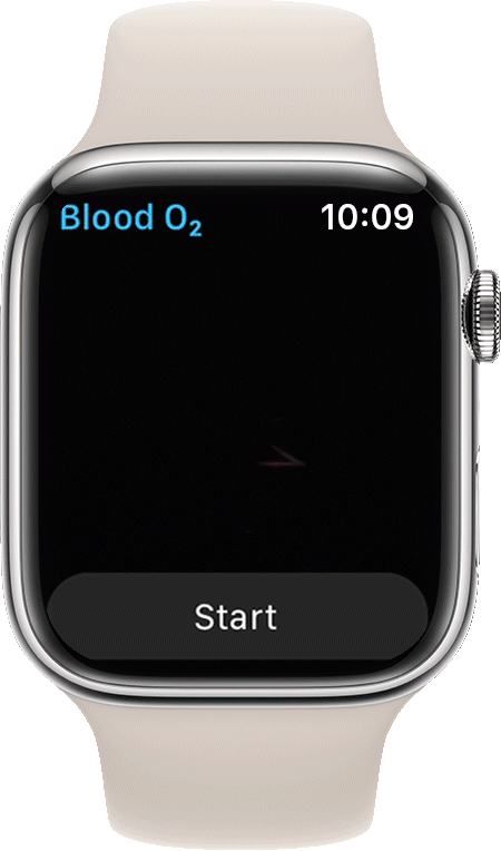 Animēts GIF attēls, kurā redzama 15 sekunžu laika atskaite, mērot skābekļa līmeni asinīs