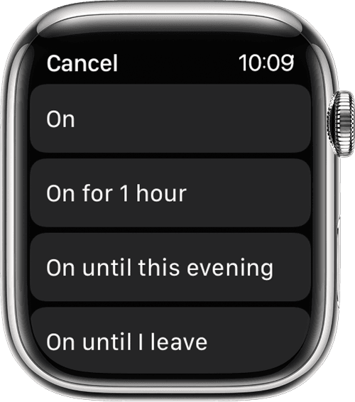 Apple Watch showing Do Not Disturb options