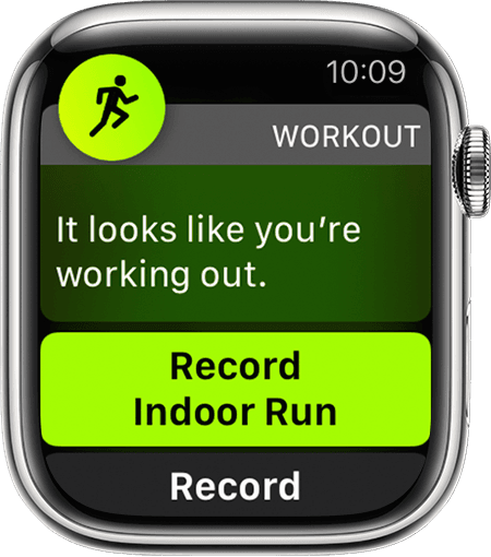 A notification to start an Indoor Run on an Apple Watch.
